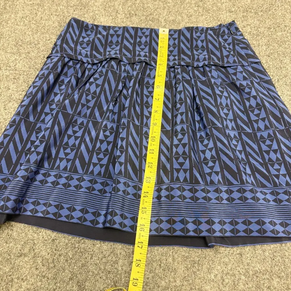 Madewell Silk Mini Skirt Geometric Print Blue Boho Preppy Indie Women’s Size 2